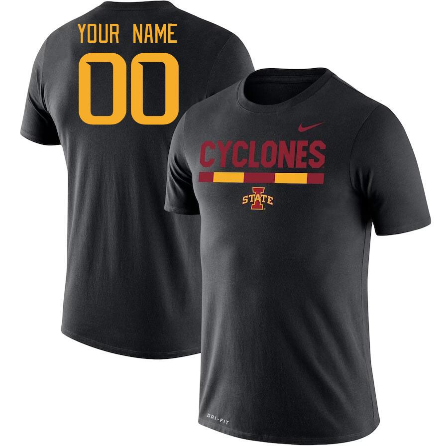 Custom Iowa State Cyclones Name And Number College Tshirt-Black